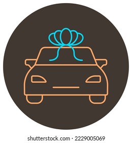 Umriss des Autoverbogens Zwei farbige Symbole auf hellem Hintergrund.