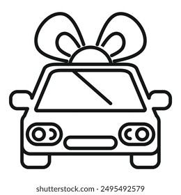 Car with a bow on top representing a gift or present