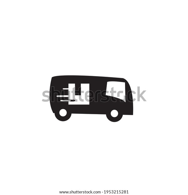 Car with box as symbol of fast delivery shipping logo\
icon 