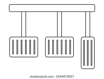 Car Brake and Accelerator and Clutch Pedal Sign Symbol. Car Pedals. Vector Illustration. 