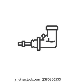 Icono de la línea del servofreno del coche. signo de estilo lineal para concepto móvil y diseño web. Icono del vector de contorno del cilindro maestro. Símbolo, ilustración del logotipo. Gráficos vectoriales