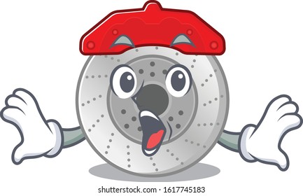 Car brake cartoon character design on a surprised gesture