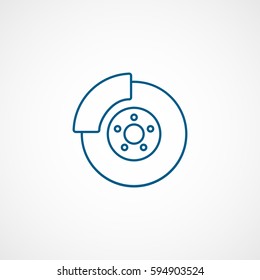 Car Brake Disc Blue Line Icon On White Background