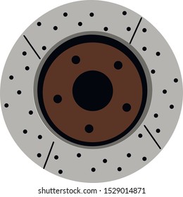 Car brake disc with five holes, vector icon for design