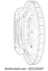 Car Brake Disc outline. Vector illustration rendering of 3d