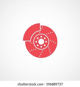 Car Brake Disc Red Flat Icon On White Background