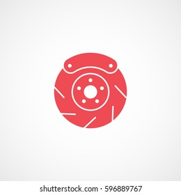 Car Brake Disc Red Flat Icon On White Background