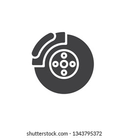 Car brake disc vector icon. filled flat sign for mobile concept and web design. Brake shoe glyph icon. Symbol, logo illustration. Pixel perfect vector graphics