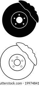 car brake discs icon on white background. car parts sign. disc brake symbol. flat style.