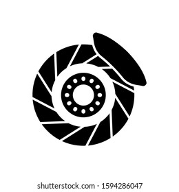 Car brake discs icon, Car parts in black flat design on white background