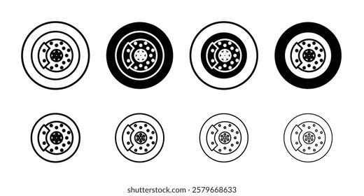 Car brake disk with caliper icon Outline thin set pack series