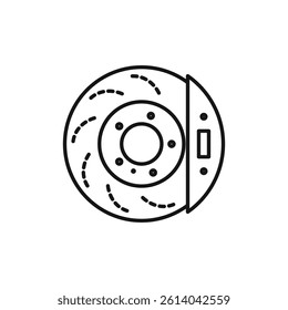Car brake disk with caliper icon line art vector