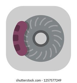 Car Brake Disk Flat Icon. Vector Illustrated Symbol. Simple Sign Of Technology.