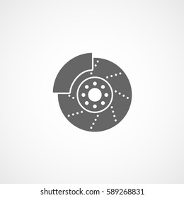 Car Brake Disk Flat Icon On White Background