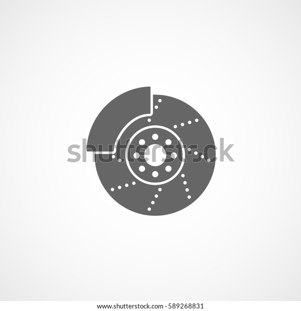 Car Brake Disk\
Flat Icon On White\
Background