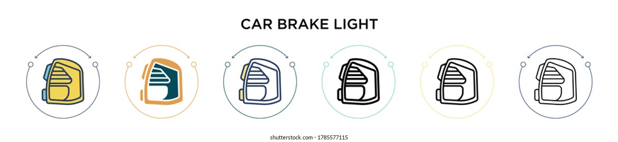 Car brake light icon in filled, thin line, outline and stroke style. Vector illustration of two colored and black car brake light vector icon design can be used for mobile, ui, web