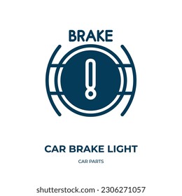 icono del vector de la luz del freno de coche. luz de freno de coche, vehículo, iconos cargados de coche del concepto de piezas de coche planas. Icono de glifo negro aislado, elemento de símbolo de ilustración vectorial para diseño web y aplicaciones móviles