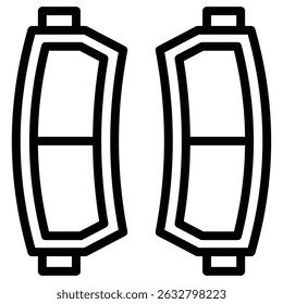 car brake pad icon Black and white outline vector