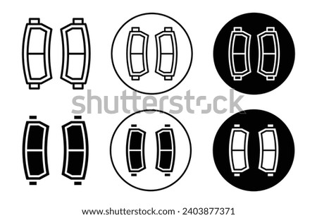 car brake pad icon. mechanical automotive vehicle truck brake shoe brake pad disc logo. fix or repair auto car brake plate shoe pad service symbol vector set sign