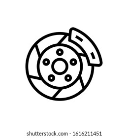 Car brake pad icon in outline style icon, isolated on white background