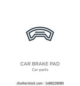 Car brake pad icon. Thin linear car brake pad outline icon isolated on white background from car parts collection. Line vector sign, symbol for web and mobile