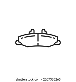 Icono de línea vectorial de las pastillas de freno de coche. Piezas automotrices, almohadillas del sistema de frenos del vehículo