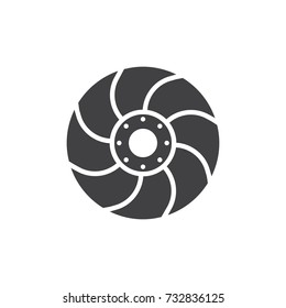 Car brake support disk icon vector, filled flat sign, solid pictogram isolated on white. Symbol, logo illustration.
