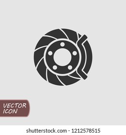 Car brake system flat vector icon.