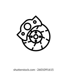 car braking disc icon, simple flat style, illustration, logo sign symbol pictogram template, for ui or ux isolated on white for mobile app, editable