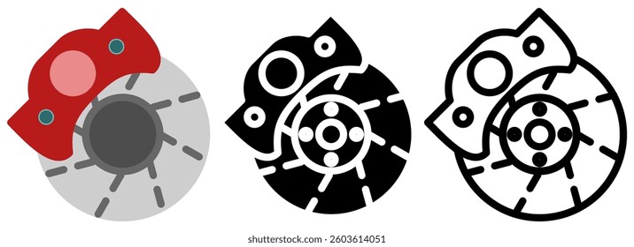 car braking disc icon, simple flat style, illustration, logo sign symbol pictogram template, for ui or ux isolated on white for mobile app, editable