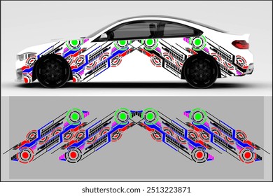 car branding vector design, with unique line patterns and bright colors, my own work, not ai generated