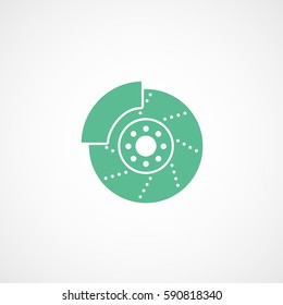 Car Break Disc Green Flat Icon On White Background