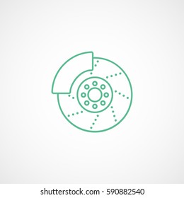 Car Break Disc Green Line Icon On White Background