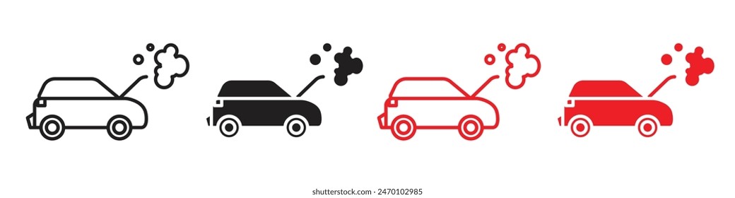 Car breakdown icon showing vehicle issues and emergency assistance, suitable for roadside services and automotive repair shops