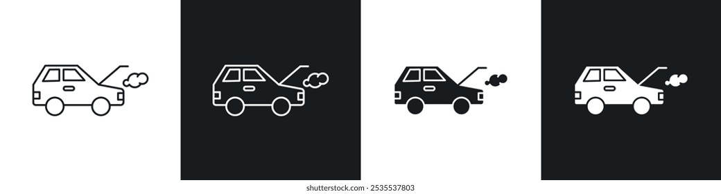 Vektorsymbol für die Autoaufschlüsselung in Schwarz-Weiß. EPS 10-Abbildung