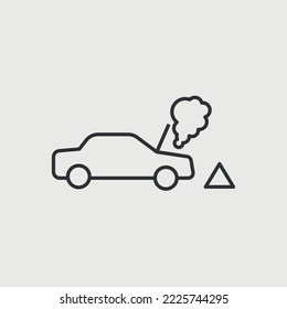 car breakdown vector icon car smoking overheated break down car fixing icon