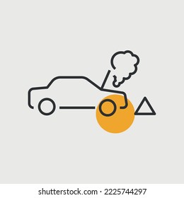 car breakdown vector icon car smoking overheated break down car fixing icon