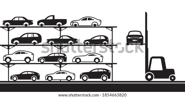 Car breakers\
scrap yard – vector\
illustration