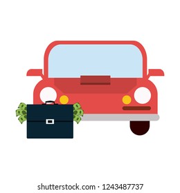 Car and briefcase with money