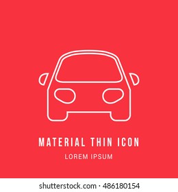 Car Bright red material designed line thin flat icon / logo