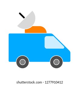 Car Broadcasting icon - Car Broadcasting  isolated , vehicle antenna navigation illustration- Vector broadcasting vehicle