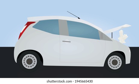 Das Auto brach auf der Straße ein. Vektorgrafik