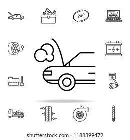 car broken down icon. Cars service and repair parts icons universal set for web and mobile on colored background