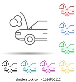 car broken down multi color style icon. Simple thin line, outline vector of cars service and repair parts icons for ui and ux, website or mobile application