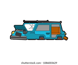 Car broken isolated. Auto and Blown wheels. shattered glass. Vector illustration
