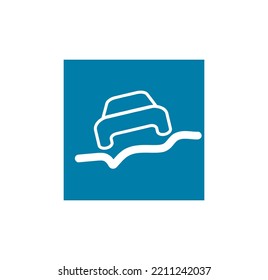 Car Broken Road Sign Icon. Dangerous Driving Warning Sign. Modern Sketch Drawing. Editable Line Icon.