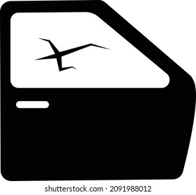 Icono de la ventana rota en el fondo blanco. señal de vidrio de coche roto. estilo plano.