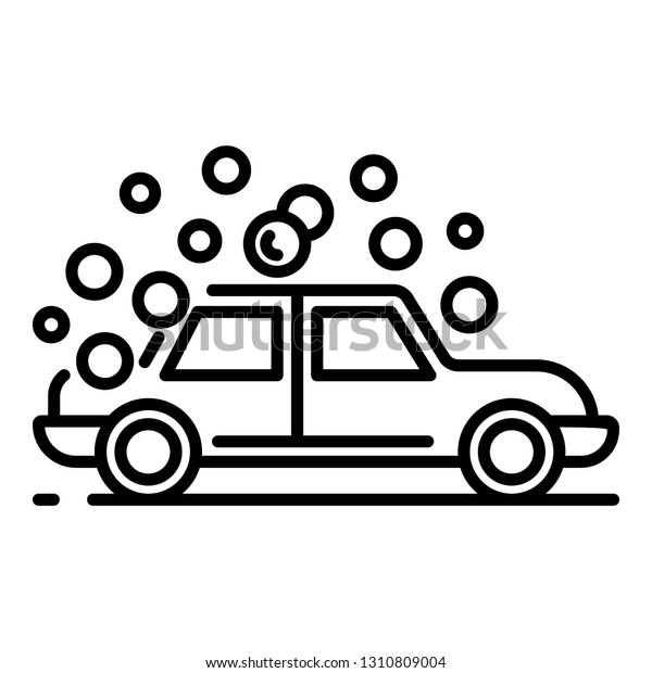 Car bubble wash icon.\
Outline car bubble wash vector icon for web design isolated on\
white background