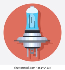 car bulb circle icon with shadow