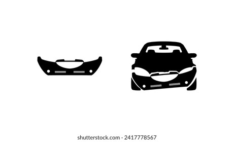 Parachoques de coche, parachoques de coche rotos, silueta negra aislada